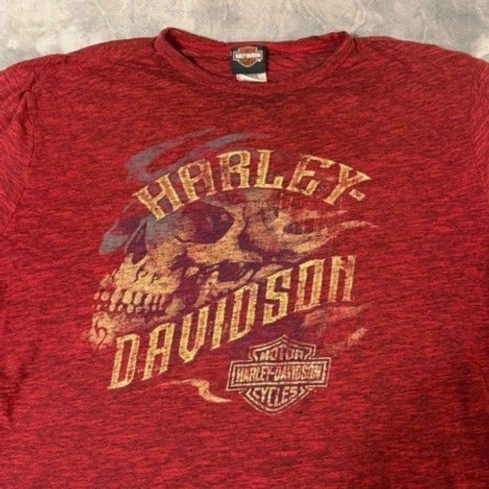 Harley Davidson Savannah Georgia Skull Graphic T-Shirt Mens 2XL Red Space Dye